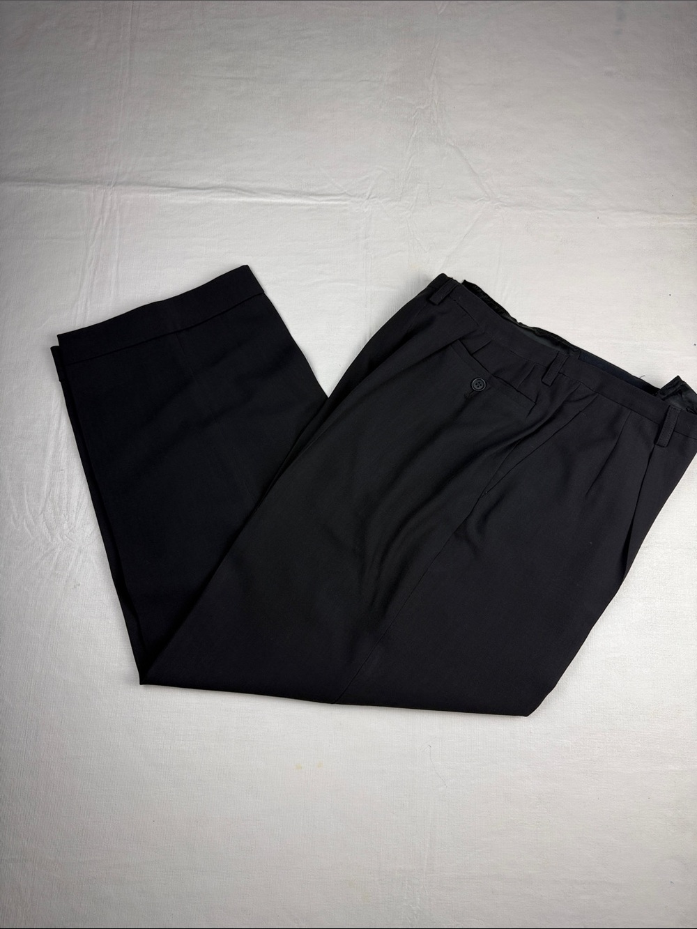 Women's Vintage Black Tailored High Waist Trousers Cuffed Hem Size